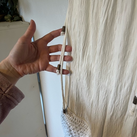 Free People Keeley Set in Ivory Crop Top Wide Leg High Waist Gauze Cotton Blend - Picture 12 of 16